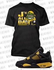 Pro Club Shaka Men J’s All Day Weed Tee Shirt to Match J4 Thunder Smoking Weed T