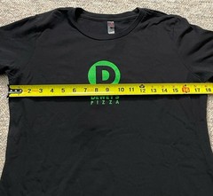 Dewey’s Pizza Women’s Black T Shirt Staff Tee Dew More Sz L (fits smaller)