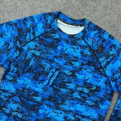 Huge Sports Rash Guard Mens XL Blue Digital Camo Long Sleeve Compression