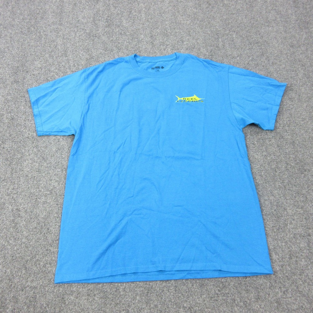 Reel Legends Shirt Mens Large Blue Marlin Fish Graphic Tagless Tee Outdoor
