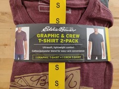 Men’s Eddie Bauer 2 Pack Short Sleeve 1 Graphic & 1 Logo T-Shirt Small Red Gray