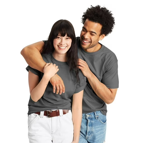 Hanes Men’s Beefy Heavyweight Cotton T-Shirt, Gray Size S