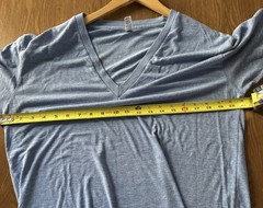 Vintage American Apparel Deep V Neck T Shirt Y2K XL Blue Tri Blend Track Tee