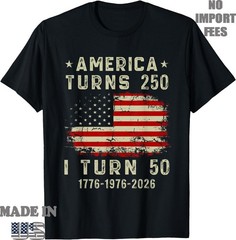 Funny America Turns 250 I Turn 50 1976 50th Birthday Adult Kid T-Shirt