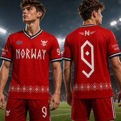 Red Norway Viking Soccer Jersey Custom Name Number Norwegian Shirt (S-5XL)