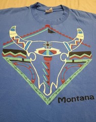 Vintage 90s Montana T-Shirt Single Stitch Size XL Native American Animal Skull
