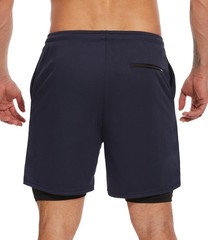 Kinglaman 4 Pack Mens 2 in 1 Running Workout Large, 2 Black 1 Blue 1 Gray