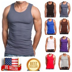 3Pack Lot 3X-5XL T-Shirt Wife Beater Tank Top Big Size Cotton A-Shirt Gym Muscle