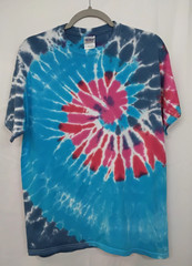 New Tie Dye Men’s T-Shirt Red Blue Adult Medium Multicolor Summer Spiral