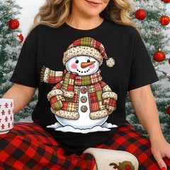 Patchwork Snowman Merry Christmas Shirt Christmas Holiday Gift Lovers