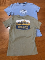 Lot of 2 Kuhl Wildfibre Organic Cotton CrewNeck T-Shirts Mens Sz M Gray Blue