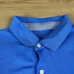 Tommy Hilfiger Blue Logo Stripe Spellout Polo Shirt Custom Fit Casual Tee XL
