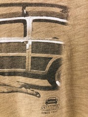 SIMONIZ mens Vintage Woodie Car T-Shirt Sz Large Women Bathing Suits