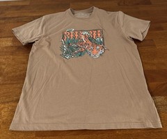 Reel Life Fishing T-Shirt Tiger Shark Graphic Rare Men’s Medium Brown