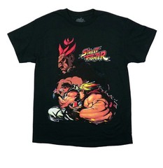 Street Fighter New Adult T-Shirt – Ken Ryu Akuma Trio In Shadow Under Name
