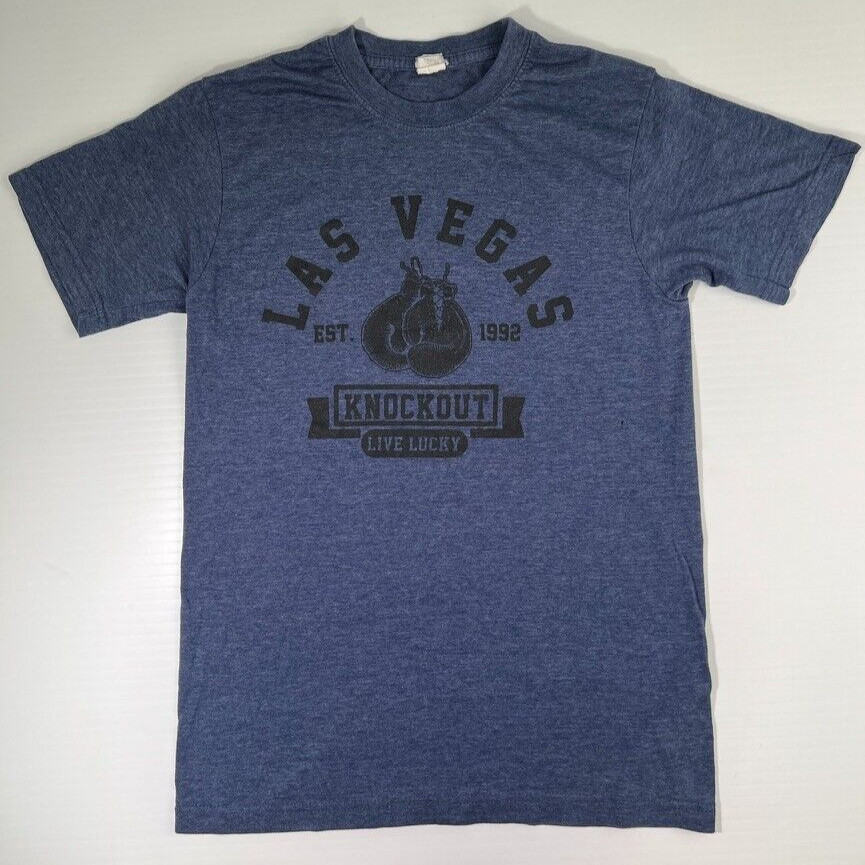 Las Vegas Shirt Men Small Knockout Live Lucky Boxing Glove Work Party Run Gym Fa