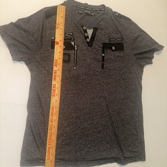 PROJEK RAW Mens M Urban Tactical Style Henley Shirt Heather Gray Zip Utility Y2K