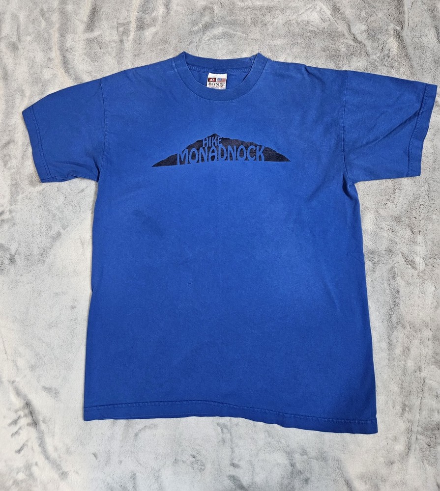 Bayside Heavyweight Cotton T-Shirt Made In USA Size Large Royal Blue