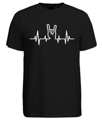 Heartbeat ECG Rock Hand Sign Metal Concert Musician Heavy Metal Men’s T-Shirt