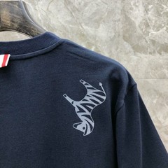 Thom Browne New Multi Animal Print Cotton Short Sleeve Navy T-Shirt Size 3XL