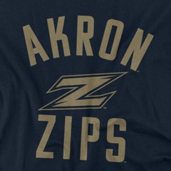 University of Akron Adult T-Shirt One Color Logo, Navy, S-5XL