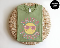 Funny Smiley Face T Shirt Sarcastic Graphic Tee Retro Aesthetic Top Adult Humor