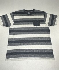 CSG Mens T-Shirt Black-Gray Striped Crew Neck Pocket Short Sleeve Size XL