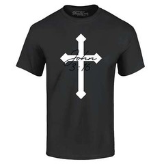 John 3:16 Bible Verse Script Cross T-shirt Religious Shirts