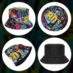 Fashion 80s 90s Bucket Hat for Men Women Outdoor Summer Beach Packable Sun Cap