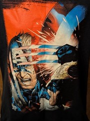 Retro Men’s Large Mad Engine/Marvel Captain America Vs Wolverine SS T-shirt