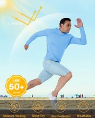 UPF50+ Skin Sun Protection T-Shirts Men’s Long Sleeve Performance Casual Hoodie