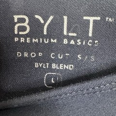 BYLT Drop Cut Shirt Mens Large Navy Short Sleeve Crew Neck Premium Basics