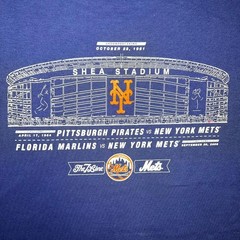 The 7 Line Shea Stadium Blueprint T Shirt Mens 3XL XXXL Blue NY Mets 2-Sided Tee