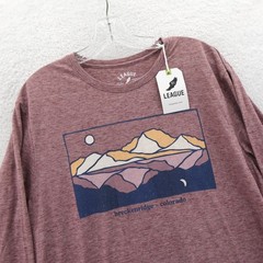 League Shirt Mens Large Breckenridge Colorado Heather Maroon Graphic Poly Cotton