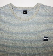 Lee Jeans Original Men’s T-Shirt Size Large Grey Striped With Patch Logo Casual