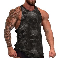 3D Tank Top Skeleton Skull Bones Graphic Novelty Spooky Art