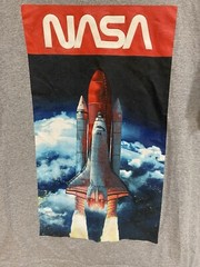 NASA Graphic T Shirt Short Sleeve Size Large Rocket Space Men Or Women Grey