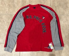 US Polo Association USPA Heavy Long Sleeve Shirt Sweater XL Red w/Gray NEW w/Tag