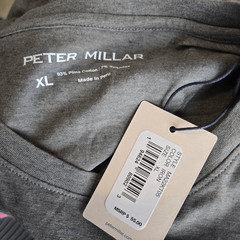 Peter Millar Mens T-Shirt Size XL Iron Crown Lite Graphic Crew Neck Long Sleeve