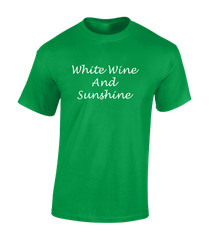 WHITE WINE & SUNSHINE MENS T SHIRT COOL HOLIDAY CLOTHING SUMMER CASUAL TOP