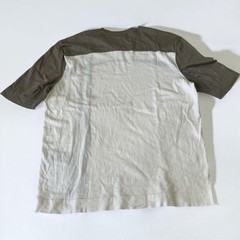 HERMES Short Sleeve Knit Shirt Mens S White Gray 31-5735 Cotton Cashmere Crew
