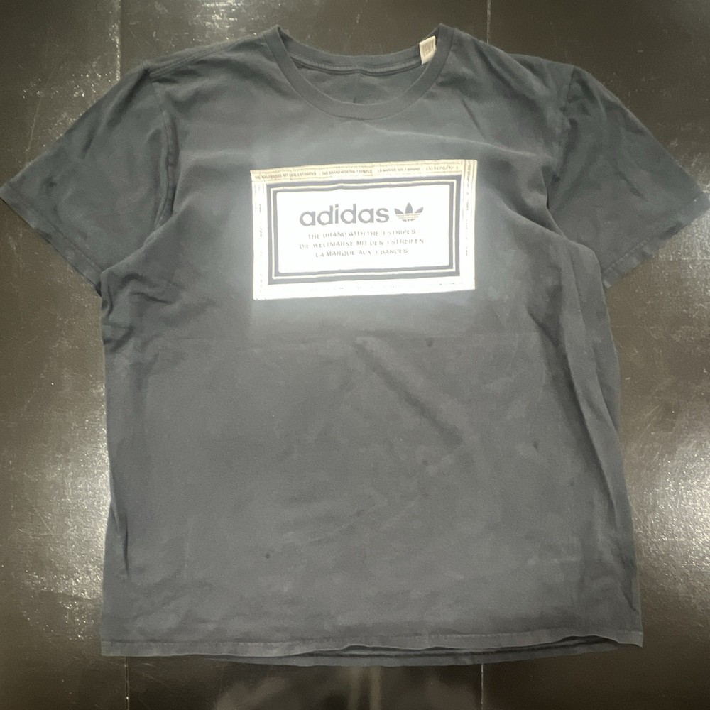 Vintage Adidas Originals Men’s L Black White Graphic Logo T-Shirt