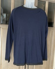 New Mens Alex Cannon Blue Grey Contrast Collar Viscose Cotton Long Sleeve Top L
