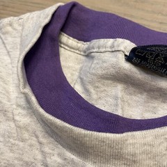 VTG Belton Designer Knits Gray Purple Contrast Sleeves Mens XL Single Stitch USA