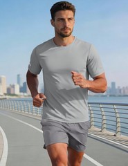 Mens Short Sleeve Shirts Dry Fit Workout Athletic Running Gym Shirt UPF50+ Su…
