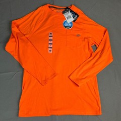 Dickies Performance Shirt Mens Medium Orange Temp-iQ Cooling Long Sleeve Pocket