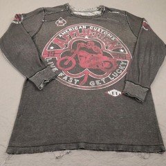 Affliction Thermal Shirt Mens XL Gray Fast Biker Motorcycle Skull Reversible
