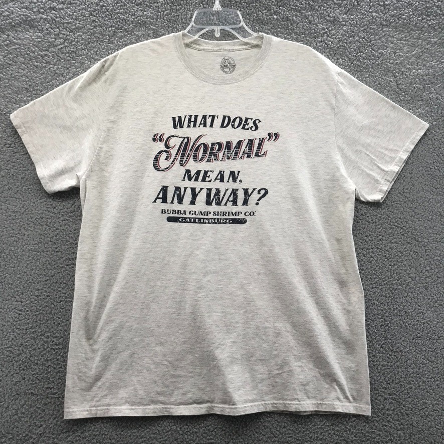 Bubba Gump Mens “What Does Normal Mean Anyway?” T Shirt Gray Size 2X L