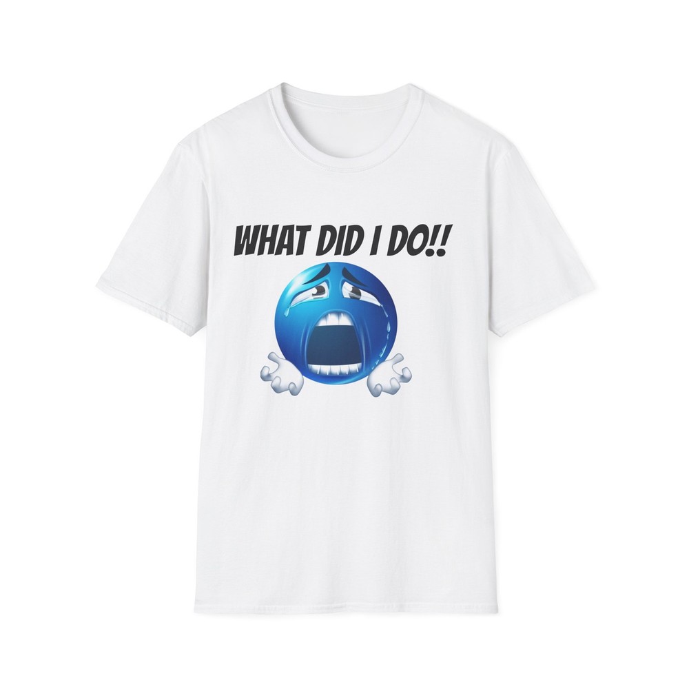 WHAT DO I DO blue emoji funny t shirt
