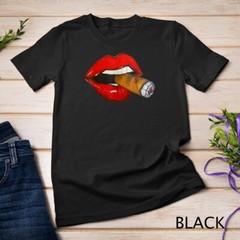 Sexy Women Smoke Cuban Cigar Lit Red Lips Smoking Cigar T-Shirt Unisex T-shirt